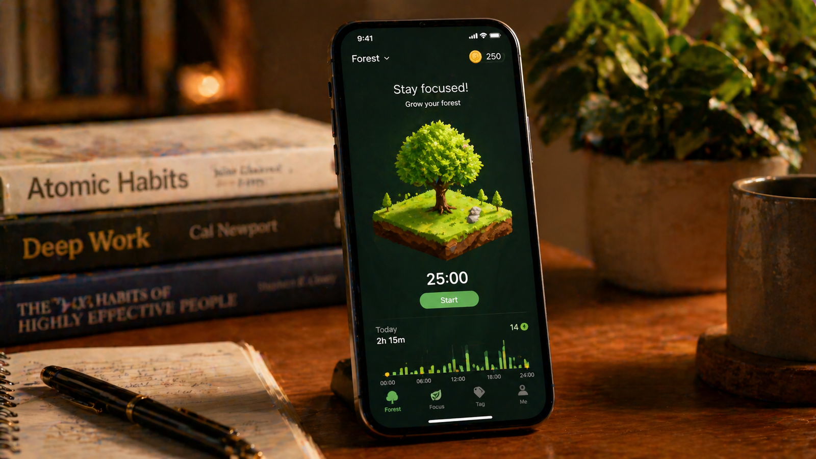 Forest app and Habitica gamification tools on a student's phone screen